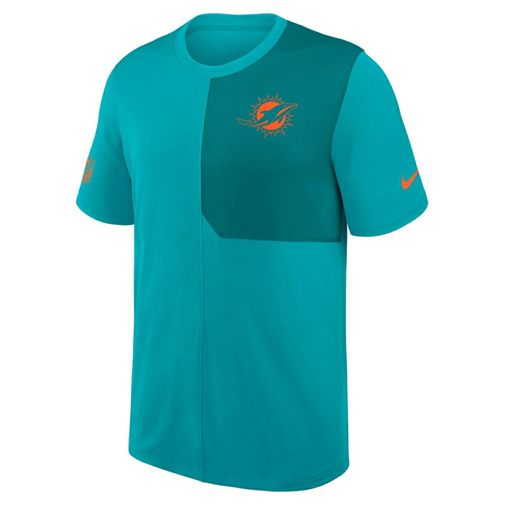 Miami Dolphins 2025 NFL Sideline Nike Dri-FIT Coach UV Top Aqua Fashion