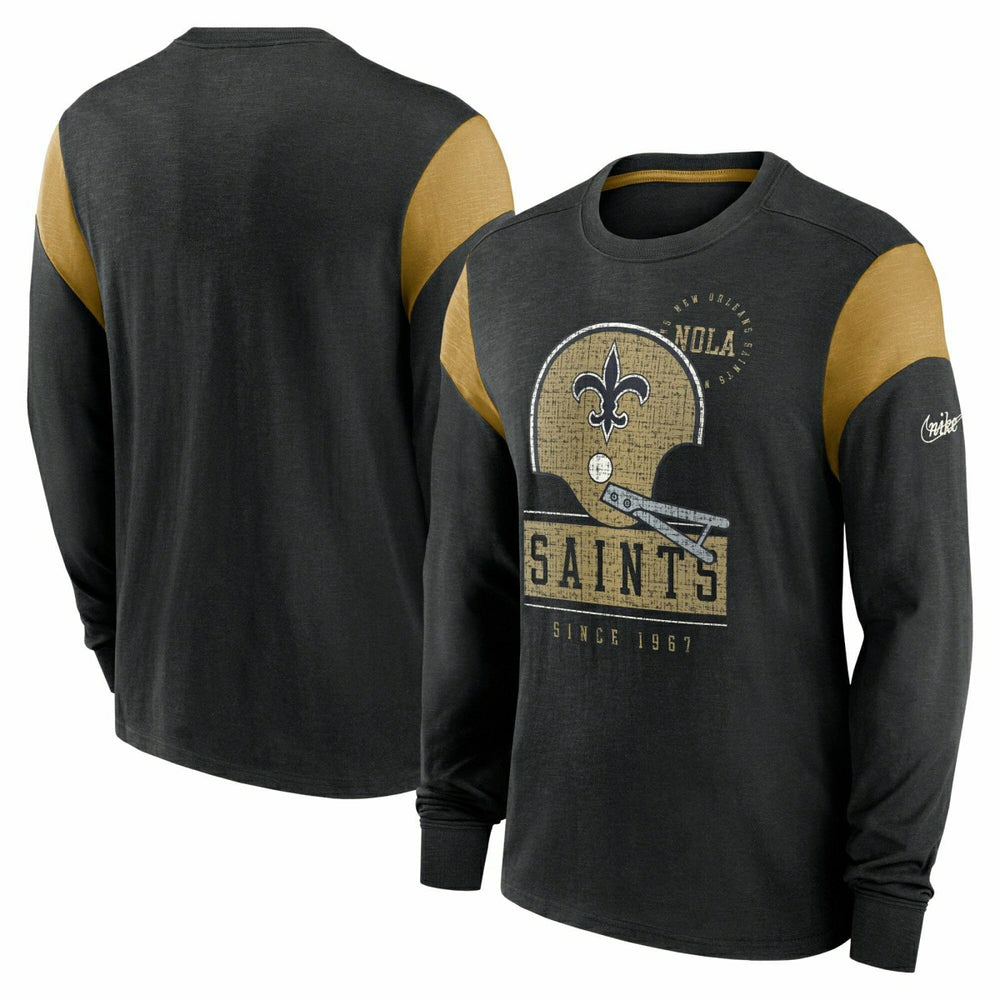 New Orleans Saints NFL Historic Nike Slub Long Sleeve Shirt Black Lifestyle