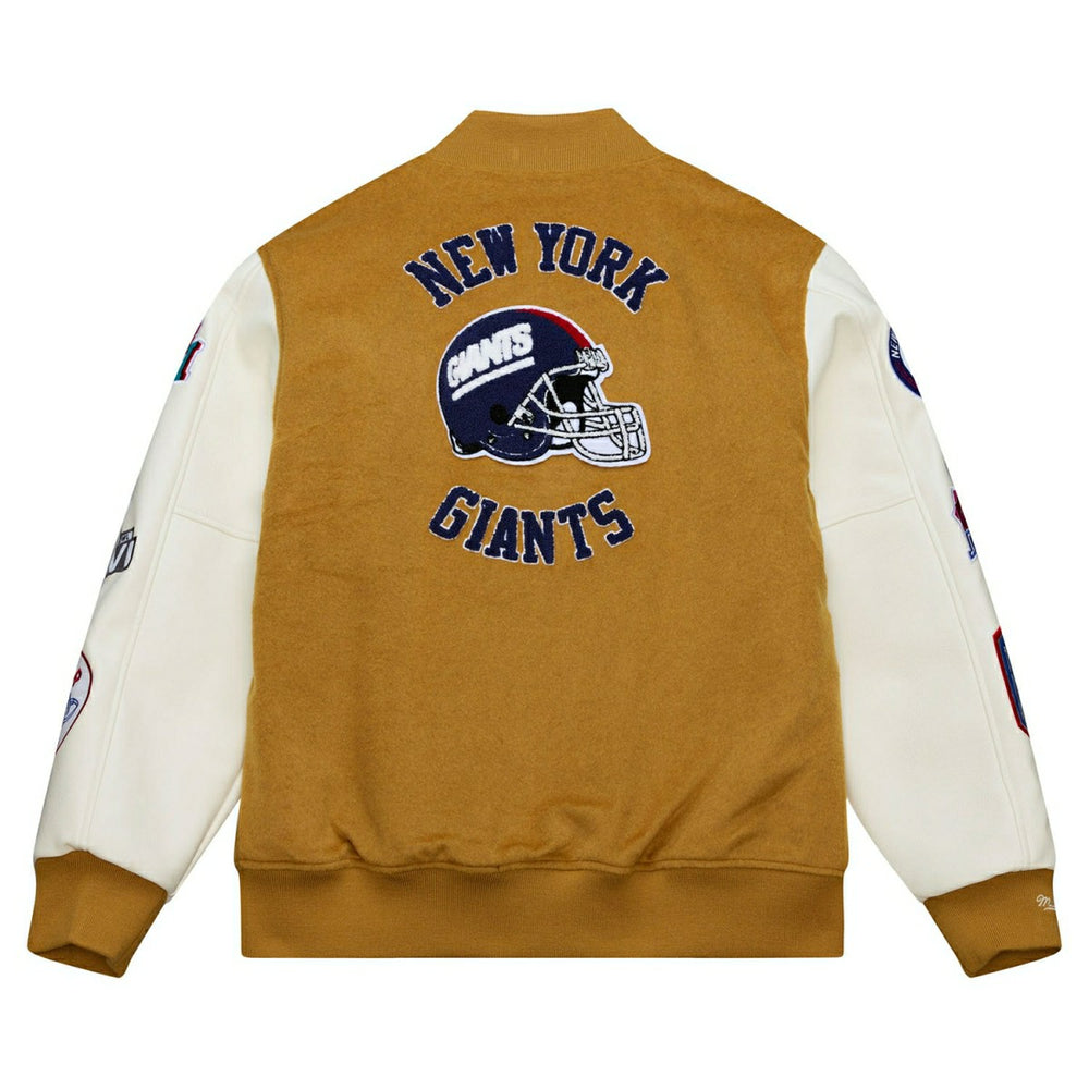 New York Giants Dusted Varsity NFL Jacket Brown/Cream Taass for sale