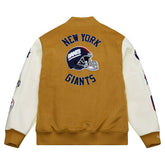 New York Giants Dusted Varsity NFL Jacket Brown/Cream Taass for sale