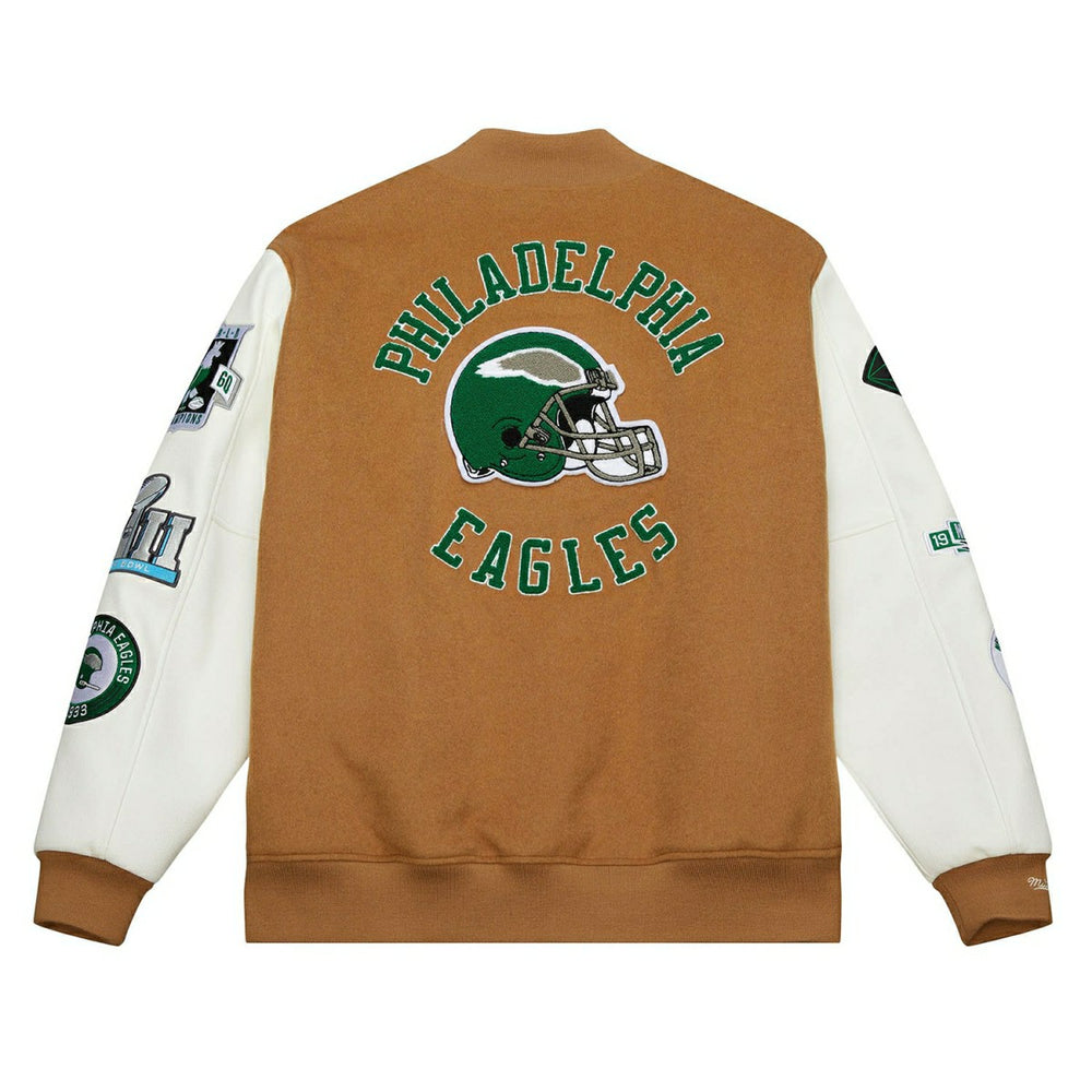 Philadelphia Eagles Dusted Varsity NFL Jacket Brown/Cream Classic
