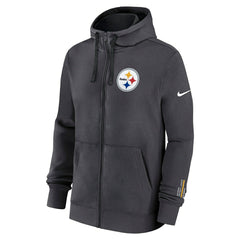 Pittsburgh Steelers Playbook NFL Full-Zip Fleece Hoodie Anthracite Classic
