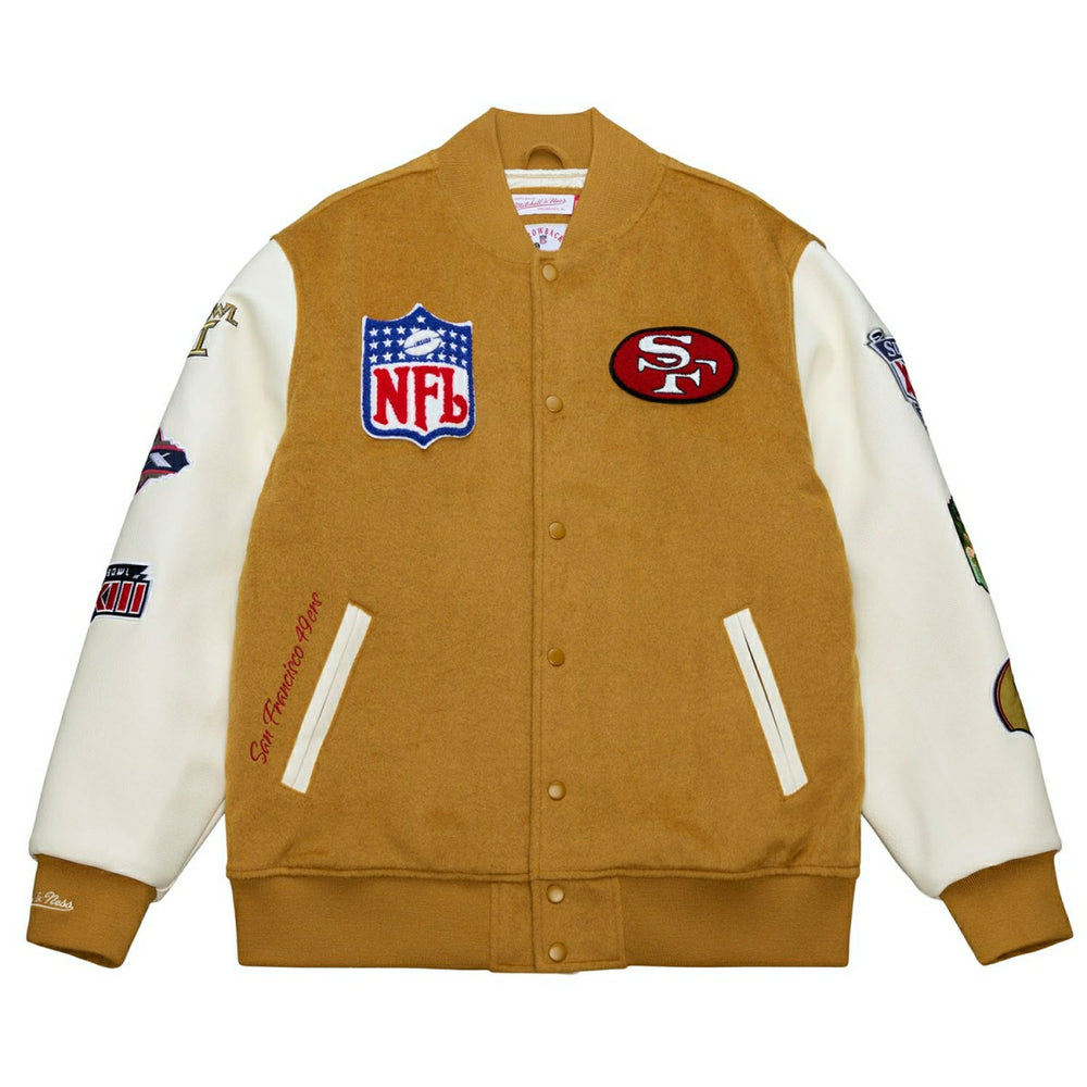San Francisco 49ers Dusted Varsity NFL Jacket Brown/Cream Lifestyle