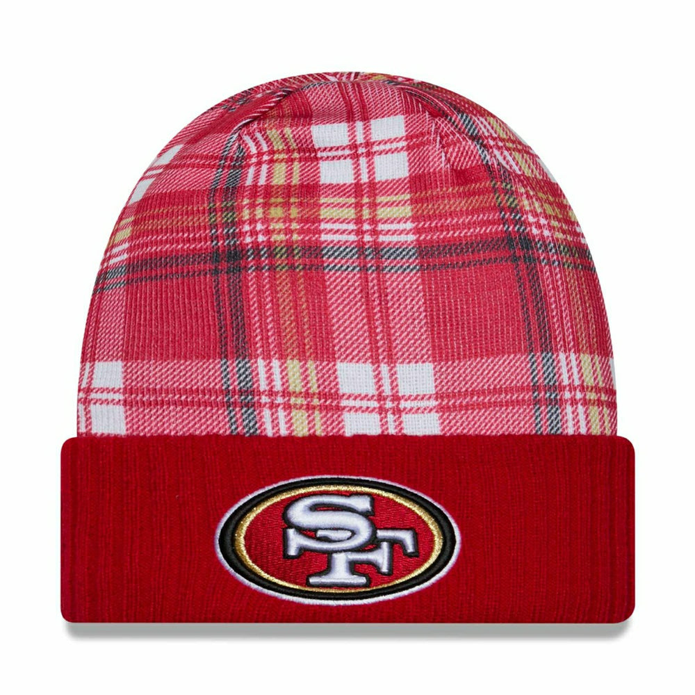 San Francisco 49ers 2024 NFL Sideline Statement New Era Knit Hat Red Taass sale