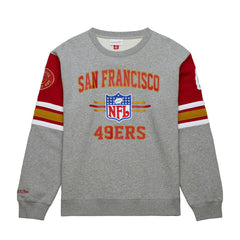 San Francisco 49ers Mitchell & Ness All Over Crew 4.0 NFL Pullover Gray Taass for sale