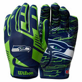 Seattle Seahawks Wilson Youth Stretch-Fit NFL Receivers Gloves (KIDS) Fashion