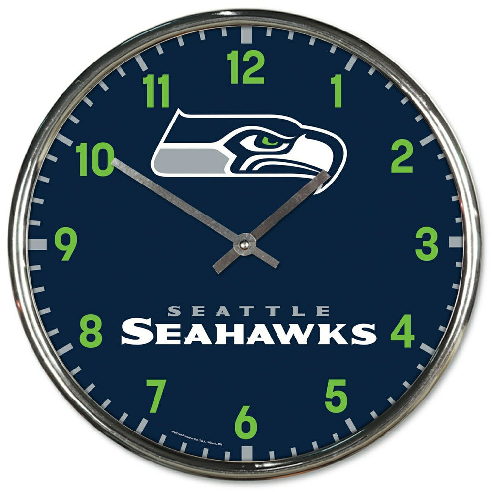 Seattle Seahawks Chrome NFL Team Design Wall Clock Taass sale