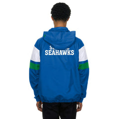 Seattle Seahawks NFL Quarter Zip Windbreaker Jacket Blue Classic