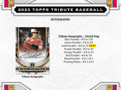 2023 Topps Tribute Baseball Hobby Box Taass US