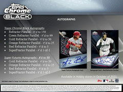 2021 Topps Chrome Black Baseball Hobby Box MLB Fashion