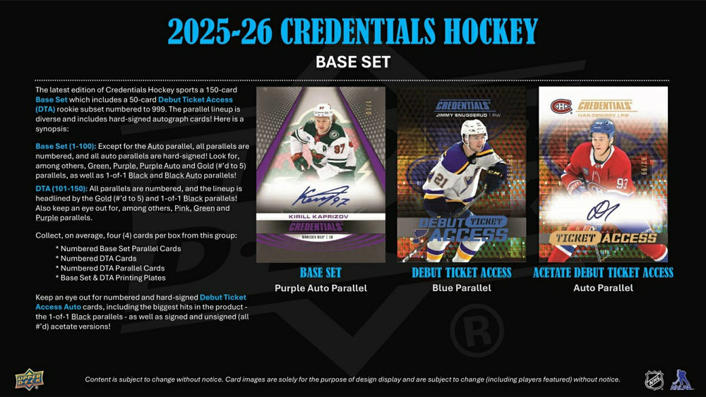 2025/26 Upper Deck Credentials Hockey NHL Hobby Box Classic