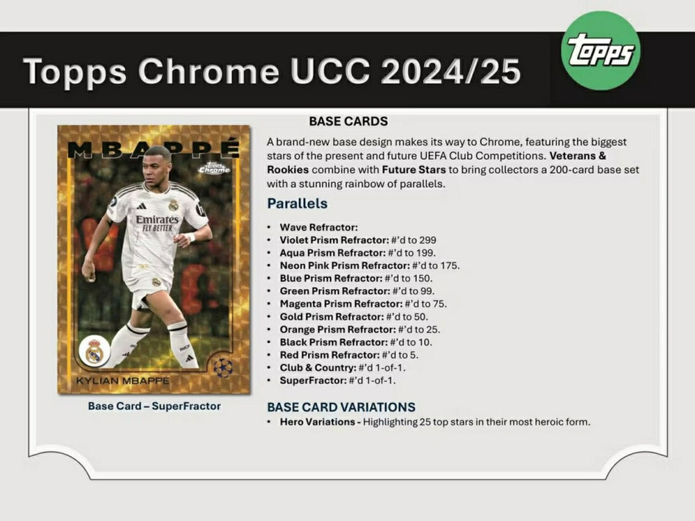 2024/25 Topps Chrome UEFA Club Competitions Football Blaster Box Taass sale