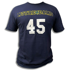Notre Dame Daniel "Rudy" Ruettiger #45 College Football T-Shirt Navy Taass for sale
