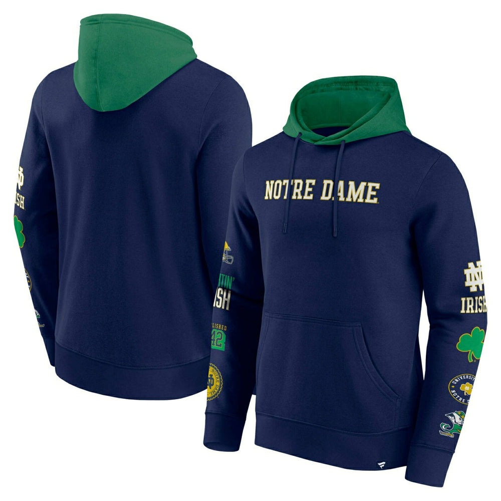Notre Dame Fighting Irish Colorblock Badge NCAA Hoodie Classic