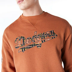 Los Angeles Dodgers Tartan Infill MLB Crewneck Sweater Brown Taass sale