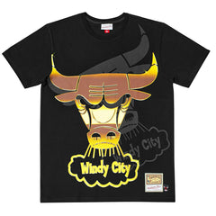 Chicago Bulls Big Face 4.0 Heavyweight Mitchell & Ness NBA T-Shirt Black Fashion