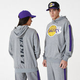 Los Angeles Lakers New Era Color Block NBA Hoodie Gray Fashion