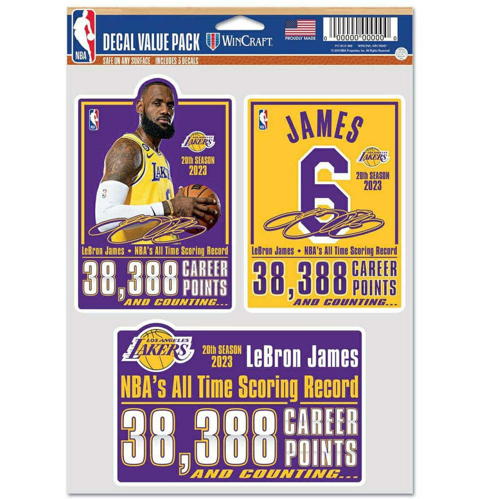 LeBron James NBA's All Time Scoring Record NBA Decals Set (3 Pcs.) Taass for sale