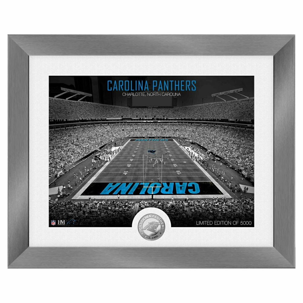 Carolina Panthers Art Deco Stadium Silver Coin Framed NFL Photo Lifestyle