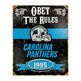 Carolina Panthers Obey The Rules Embossed NFL Metal Sign Taass for sale