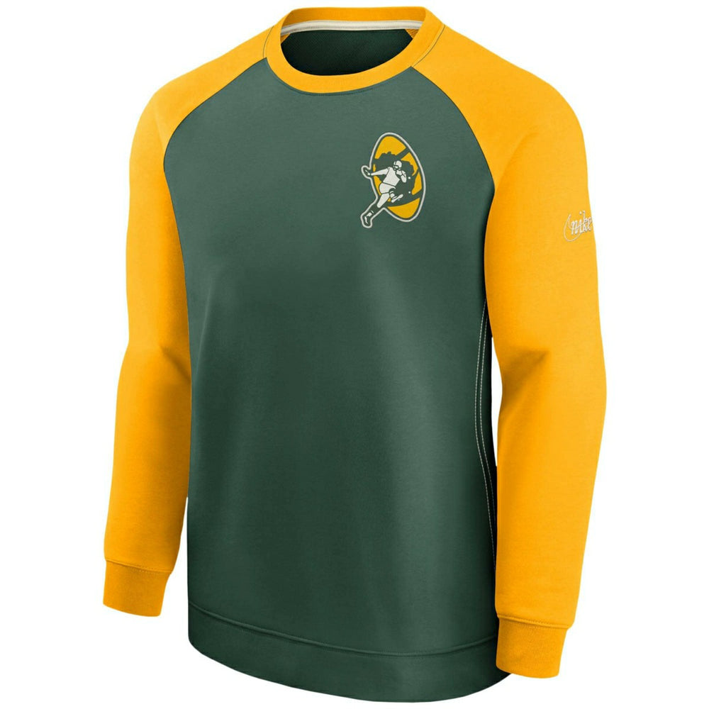 Green Bay Packers Raglan NFL Throwback Nike Crewneck Pullover Taass sale