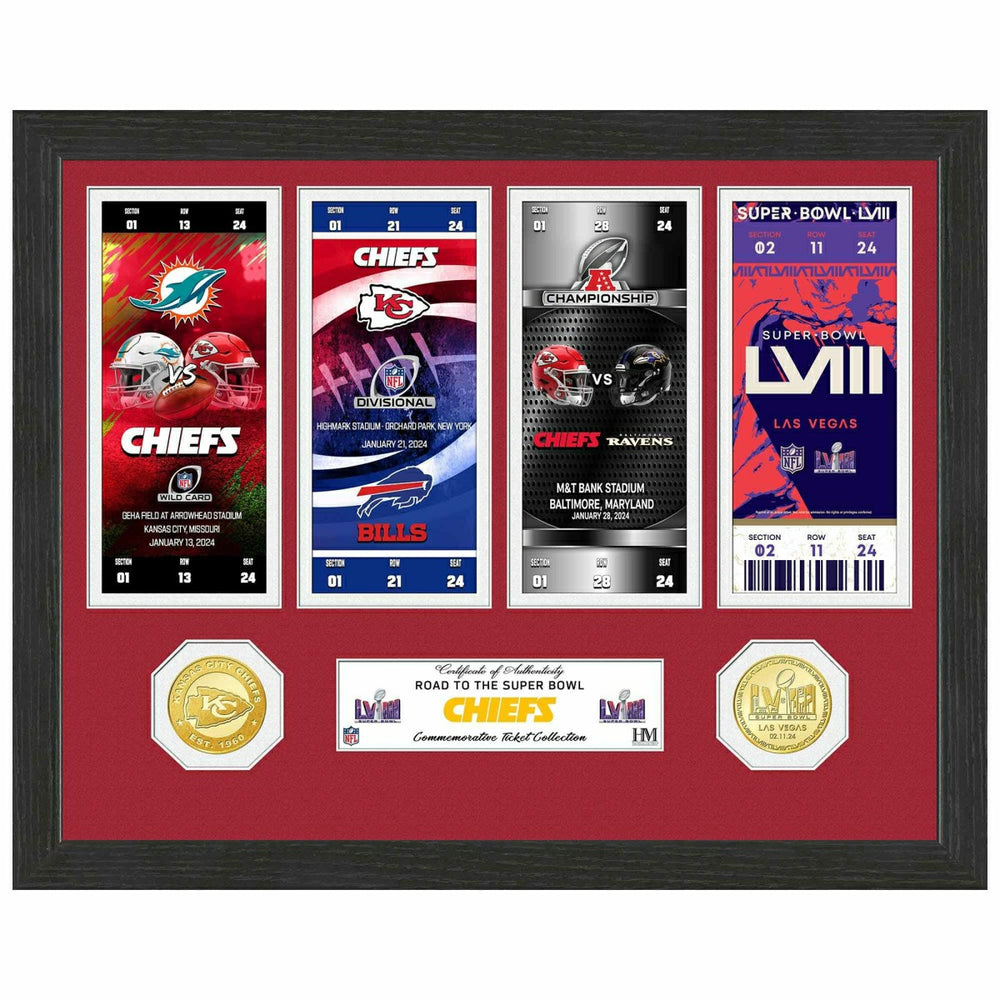 Kansas City Chiefs Road to Super Bowl LVIII Tickets Bronze Coins Framed NFL Photo Taass US