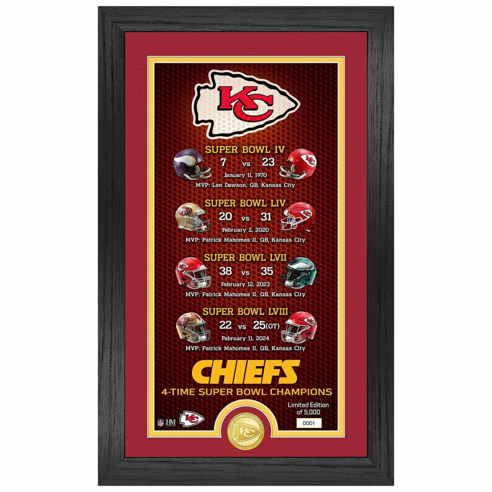 Kansas City Chiefs Super Bowl Champions Legacy Bronze Coin Framed NFL Photo Taass for sale