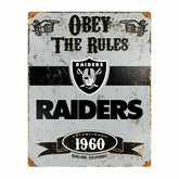 Las Vegas Raiders Obey The Rules Embossed NFL Metal Sign Taass for sale