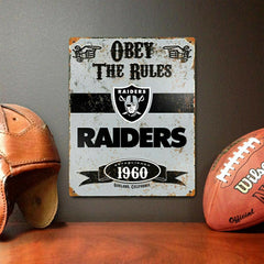 Las Vegas Raiders Obey The Rules Embossed NFL Metal Sign Taass for sale