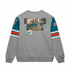 Miami Dolphins Mitchell & Ness All Over Crew 4.0 NFL Pullover Gray Taass for sale