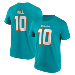 Tyreek Hill #10 Miami Dolphins Player NFL T-Shirt Aqua Taass US