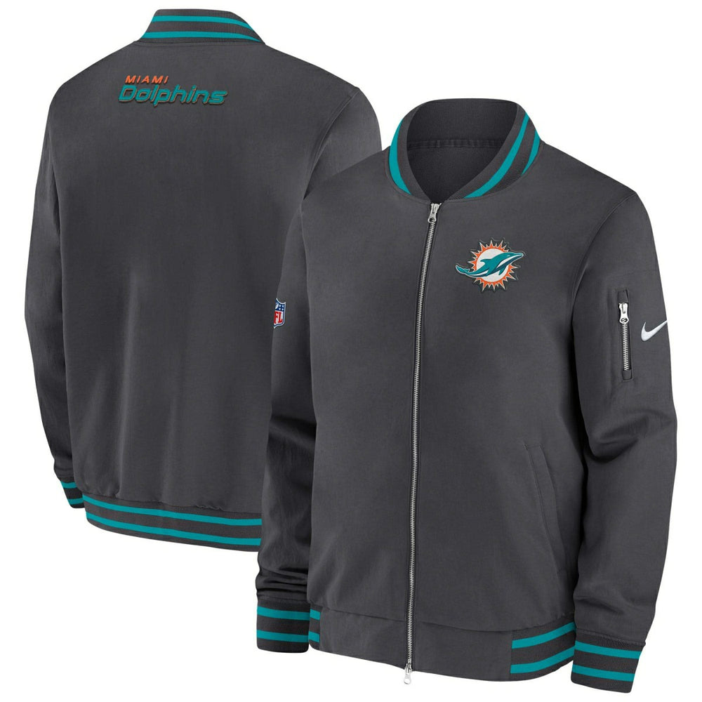Miami Dolphins NFL Sideline Nike Coach Bomber Jacket Taass sale