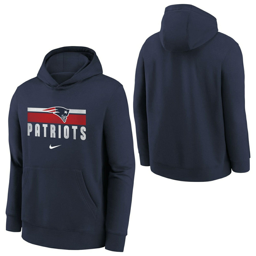 New England Patriots NFL Team Stripes Nike Club Hoodie (YOUTH) Fashion