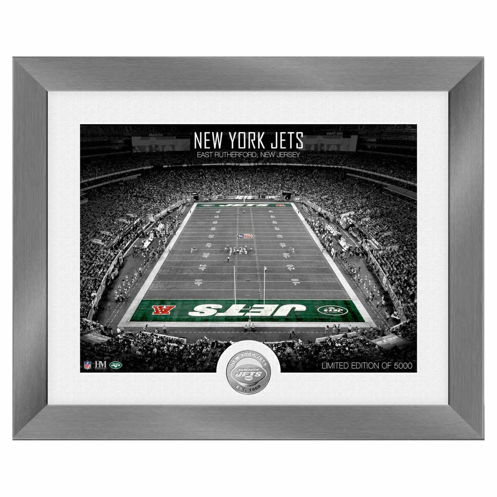 New York Jets Art Deco Stadium Silver Coin Framed NFL Photo Lifestyle