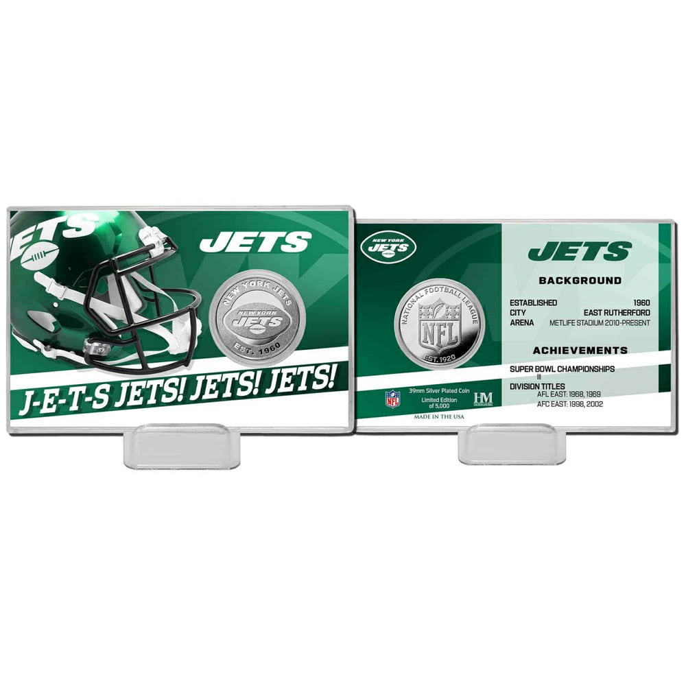 New York Jets Team History Highland Mint Silver Coin Card Taass sale
