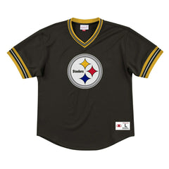 Pittsburgh Steelers Unbeaten Mitchell & Ness NFL V-Neck Mesh Shirt Black Taass for sale