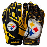 Pittsburgh Steelers Wilson Youth Stretch-Fit NFL Receivers Gloves (KIDS) Taass sale