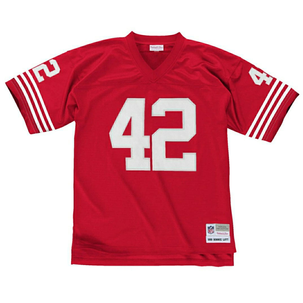 Ronnie Lott #42 San Francisco 49ers Mitchell & Ness Throwback NFL Jersey Red Taass for sale