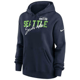Seattle Seahawks Wordmark Nike Club NFL Hoodie Navy (WOMEN'S) Lifestyle