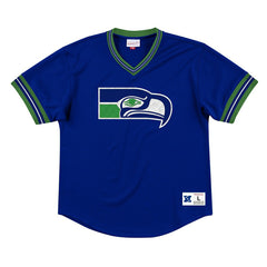 Seattle Seahawks Unbeaten Mitchell & Ness NFL V-Neck Mesh Shirt Blue Taass US