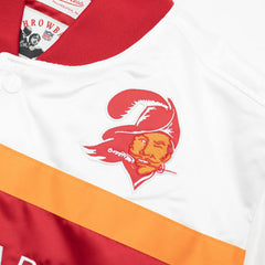 Tampa Bay Buccaneers Mitchell & Ness Script Heavyweight Satin NFL Jacket Taass for sale