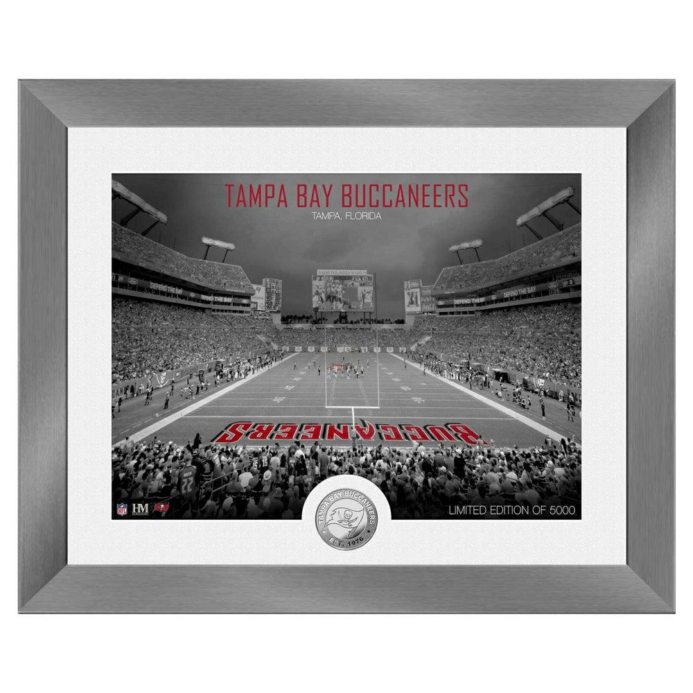 Tampa Bay Buccaneers Art Deco Stadium Silver Coin Framed NFL Photo Lifestyle