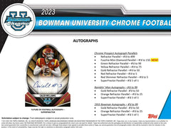 2023 Bowman Chrome University Football NCAA Blaster Box Taass for sale