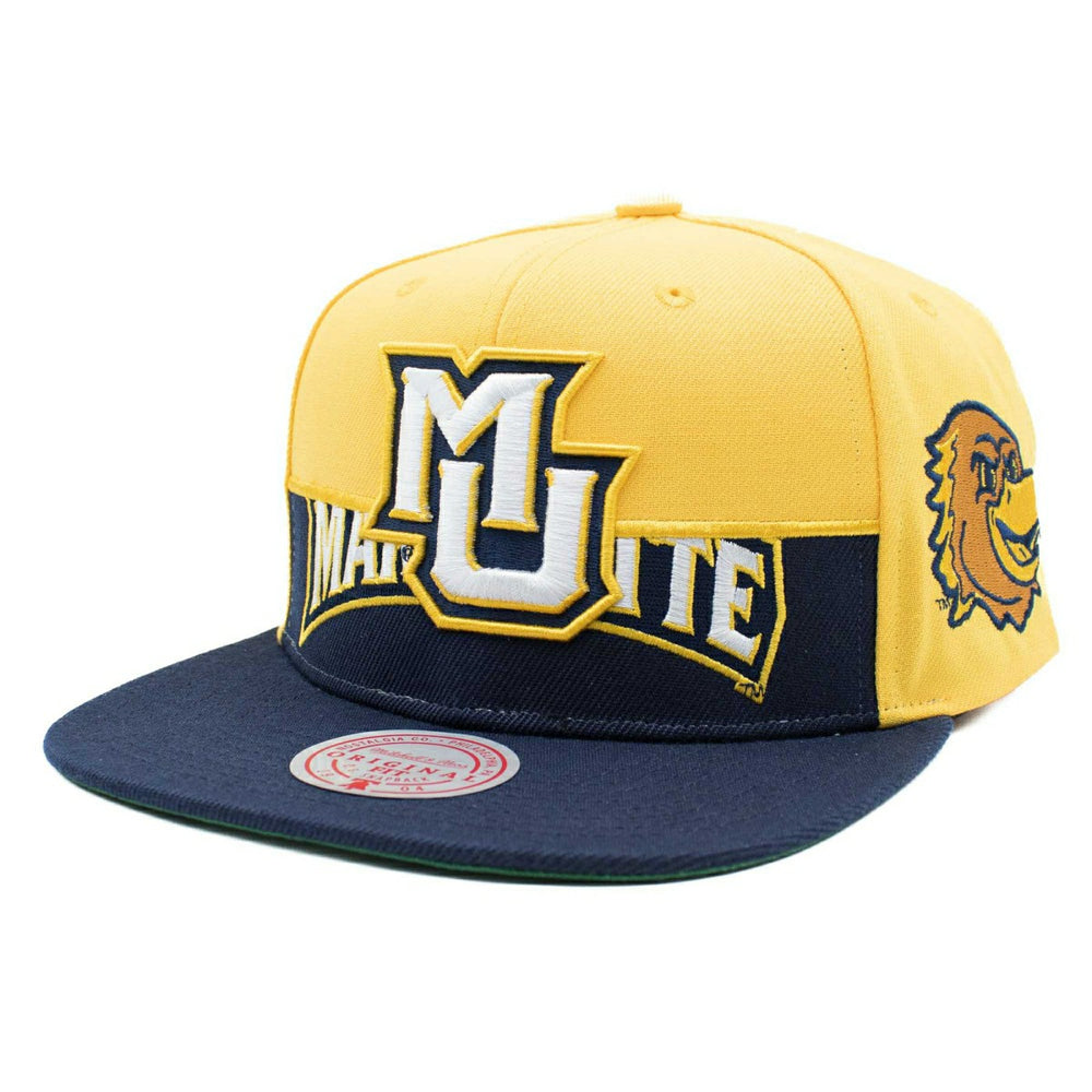 Marquette Golden Eagles Half N Half Snapback NCAA Cap Yellow Taass for sale