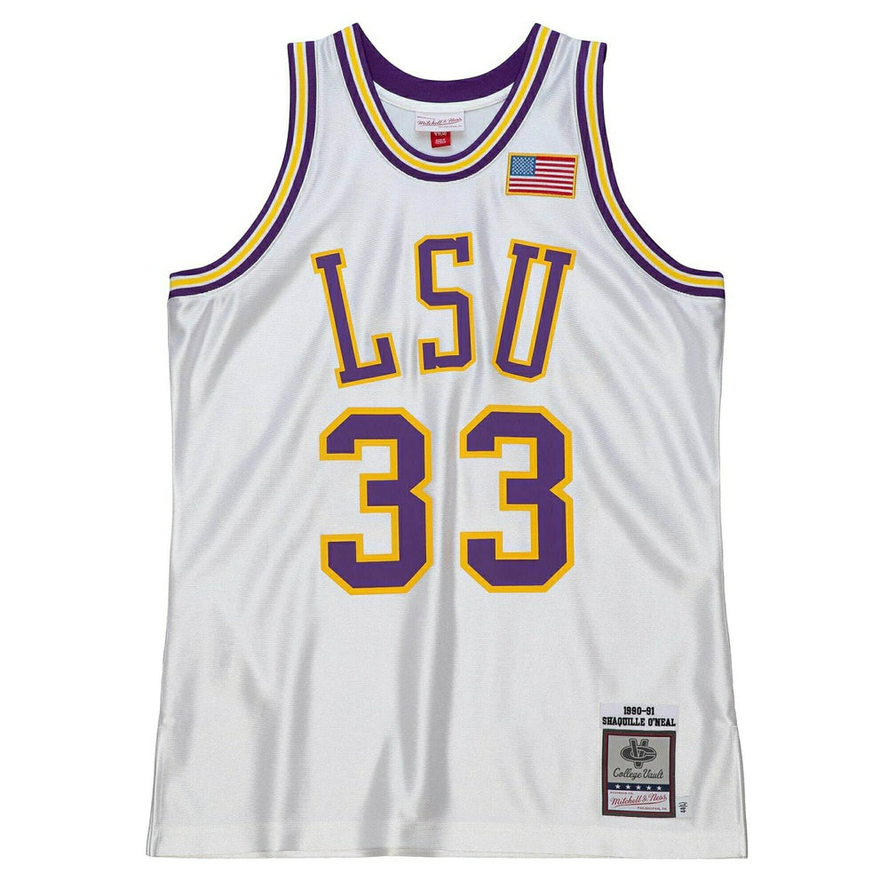 Shaquille O'Neal #33 LSU Tigers 1990-91 Mitchell & Ness Authentic NCAA Jersey White Lifestyle