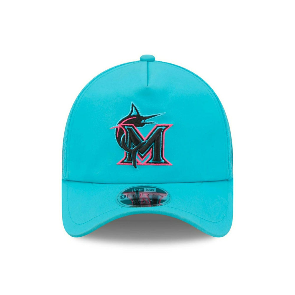 Miami Marlins 2026 MLB City Connect 9FORTY APEX Trucker Cap Teal Taass sale