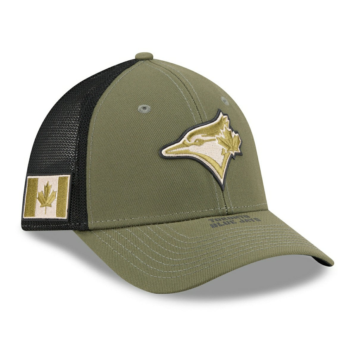 Toronto Blue Jays 2026 MLB Armed Forces 39THIRTY M-Crown Flex Cap Olive Taass for sale