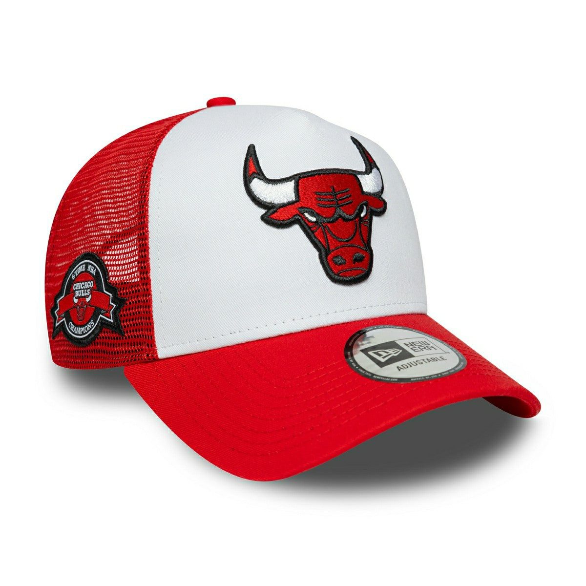 Chicago Bulls 6-Time Champion Side Patch Trucker Adjustable NBA Cap Red Taass for sale