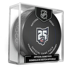 Columbus Blue Jackets 25th Anniversary 2025-26 NHL Official Game Puck Fashion