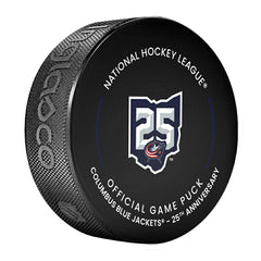 Columbus Blue Jackets 25th Anniversary 2025-26 NHL Official Game Puck Fashion